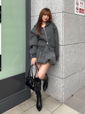 「アイテム（ボストンバッグ）」を使った、shizukuchさん（レディース・163cm）の秋コーディネート