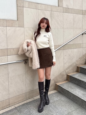 「ファーコート」｜「アイテム（その他アウター）」を使った、shizukuchさん（レディース・163cm）の秋コーディネート