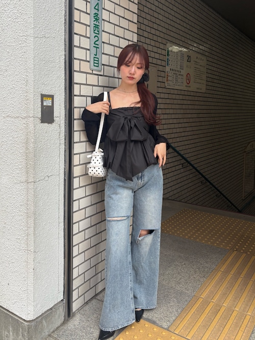 ダメージワイドデニム（デニムパンツ）｜Chico（チコ）のファッション