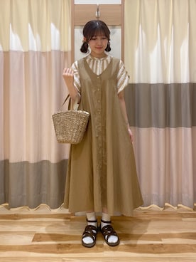 「うしろリボン」｜ナカガワさん（レディース・155cm）の夏コーディネート