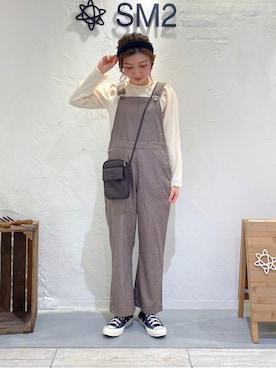 「ehka sopo（エヘカソポ）のアイテム（サロペット/オーバーオール）」を使った、ナカガワさん（レディース・156cm）の秋コーディネート