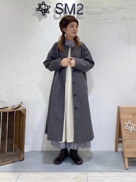 「チェック柄に恋してる」｜「アイテム（ジャンパースカート）」を使った、ナカガワさん（レディース・156cm）の秋コーディネート