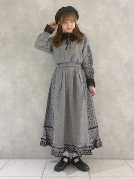 「kazumiコラボ」｜「アイテム（ハンチング/ベレー帽）」を使った、ナカガワさん（レディース・155cm）の夏コーディネート