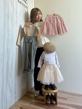 「双子コーデ」｜「アイテム（オールインワン・サロペット）」を使った、ナカガワさん（レディース・156cm）の夏コーディネート