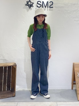 「ehka sopo（エヘカソポ）のアイテム（サロペット/オーバーオール）」を使った、ナカガワさん（レディース・155cm）の春コーディネート