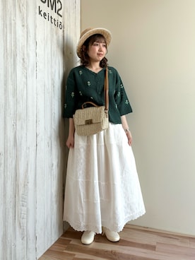 「Samansa Mos2（サマンサ モスモス）のアイテム（帽子）」を使った、ナカガワさん（レディース・156cm）の春コーディネート