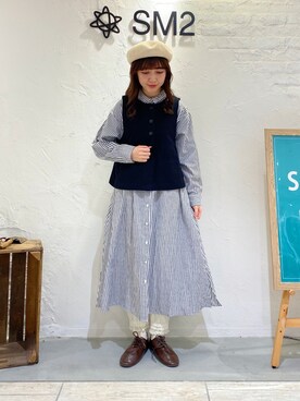 「サマンサモスモス」｜「アイテム（シャツワンピース）」を使った、ナカガワさん（レディース・156cm）の冬コーディネート