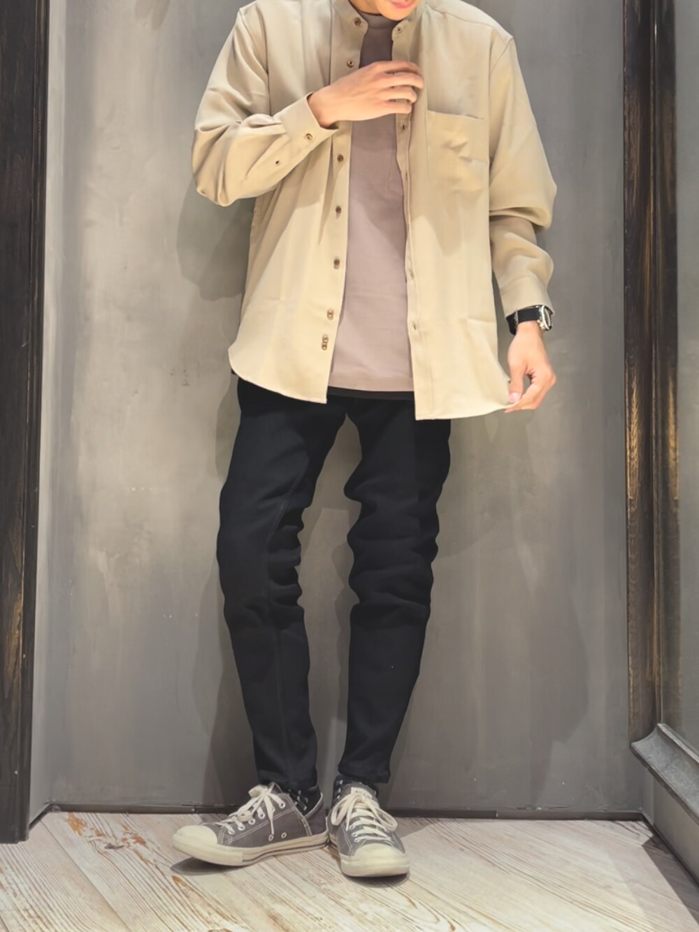 「オトナカジュアル、おしゃれさんと繋がりたい、リラックススタイル、大人コーデ、いいね、save、フォローお願いします🤑、カジュアル、キレイめ、低身長、ラフ、シャツスタイル」｜「UNION STATIONのフェイクレイヤードポケットTシャツ[接触冷感]（Tシャツ/カットソー、グレー系）」を使った、隼さん（メンズ・160cm）の夏コーディネートの1枚目の写真