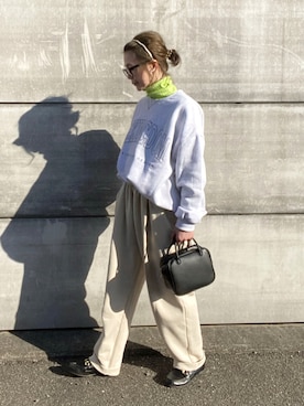 「スウェットギャザーパンツ」｜teeemoeさん（レディース・157cm）の冬コーディネート