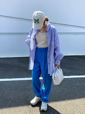 「bohmal（ボマール）のアイテム（パンツ）」を使った、teeemoeさん（レディース・157cm）の春コーディネート