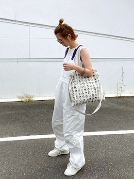 「EDWIN（エドウィン）のアイテム（オールインワン・サロペット）」を使った、teeemoeさん（レディース・157cm）の夏コーディネート