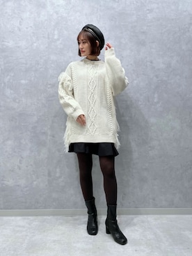 「フリンジ」｜「アイテム（ハンチング/ベレー帽）」を使った、kyoko.hさん（レディース・160cm）の秋コーディネート