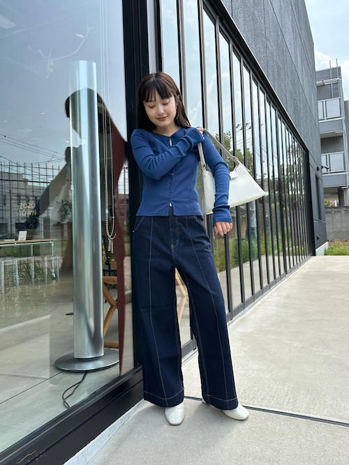 ダークブルーデニム ワイドレッグパンツ ジュンレッド』ダークブルーワイドレッグパンツ デニムパンツ【M