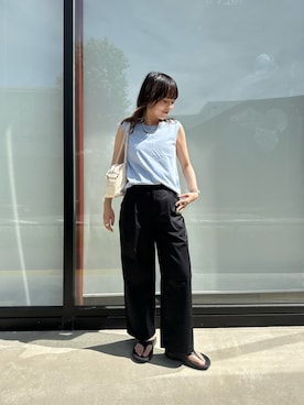 「アイテム（チノパンツ）」を使った、ZOZOマルチサイズ STAFFさん（レディース・153cm）の夏コーディネート