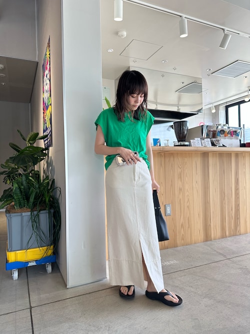 セール】ロールアップデニムロングスカート（デニムスカート