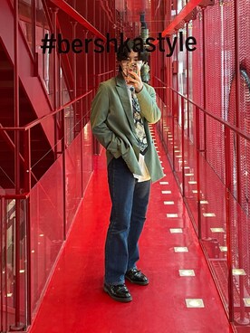 Zara ザラ のテーラードジャケット グリーン系 を使ったメンズ人気ファッションコーディネート Wear