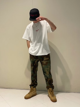 「リラックスパンツ」｜「アイテム（帽子）」を使った、NAMIさん（メンズ・175cm）の夏コーディネート