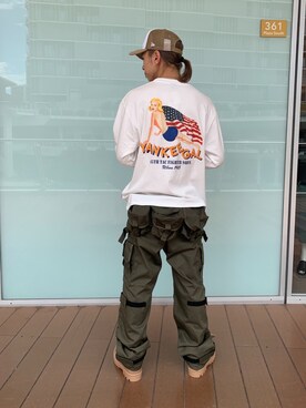 「AVIREX（アヴィレックス）のアイテム（その他シューズ）」を使った、NAMIさん（メンズ・175cm）の秋コーディネート