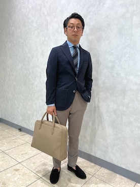 「アイテム（ビジネスバッグ）」を使った、柴田さん（メンズ・163cm）の夏コーディネート