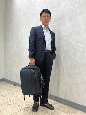 「アイテム（ビジネスバッグ）」を使った、柴田さん（メンズ・163cm）の夏コーディネート
