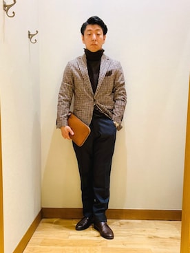 「アイテム（ハンカチ/ハンドタオル）」を使った、柴田さん（メンズ・163cm）の秋コーディネート