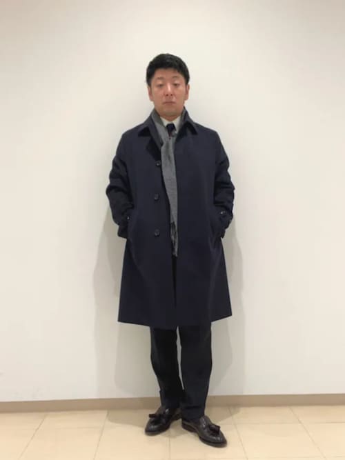 セール】SHIPS: ネイビー ウール ビーバー ステンカラー コート（T