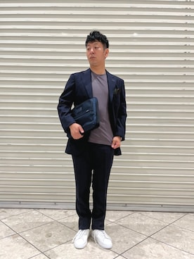 「アイテム（ビジネスバッグ）」を使った、柴田さん（メンズ・163cm）の夏コーディネート