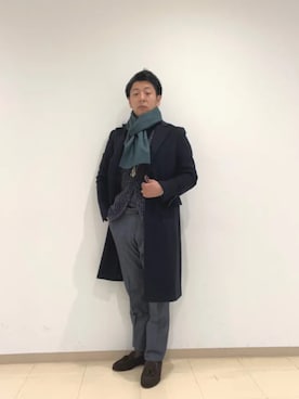 「SHIPS」｜「アイテム（ステンカラーコート）」を使った、柴田さん（メンズ・163cm）の冬コーディネート