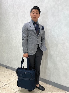 「アイテム（ビジネスバッグ）」を使った、柴田さん（メンズ・163cm）の夏コーディネート