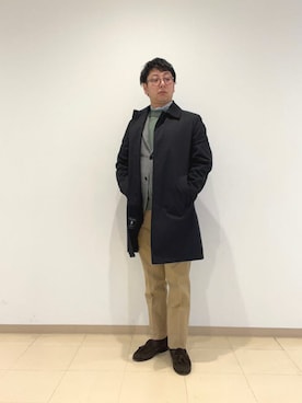 「SHIPS（シップス）のアイテム（スラックス）」を使った、柴田さん（メンズ・163cm）の春コーディネート