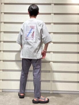 「USAコットン」｜「アイテム（サンダル）」を使った、よしおさんさん（メンズ・162cm）の夏コーディネート