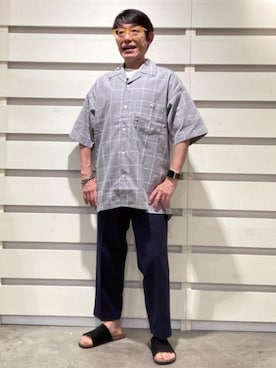 「ロゴ・コーエンベア」｜よしおさんさん（メンズ・162cm）の夏コーディネート