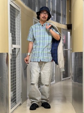 「BEAMS PLUS（ビームスプラス）のアイテム」を使った、BEAMS PLUSさん（メンズ・185cm）の夏コーディネート