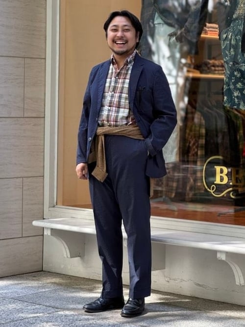 COOLMAX(R) シアサッカー 3ボタン ジャケット 【吸水速乾