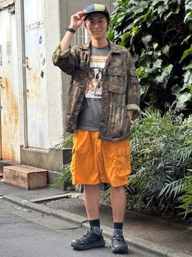 「アイテム（ミリタリージャケット）」を使った、BEAMS PLUSさん（メンズ・170cm）の夏コーディネート