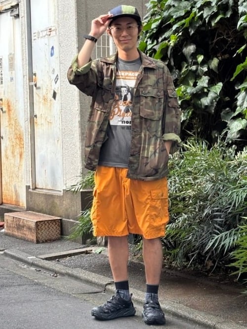 セール】メッシュ ジャカード カモフラージュ ミリタリー シャツ