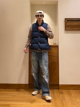 「アイテム（ダウンベスト）」を使った、BEAMS PLUSさん（メンズ・180cm）の秋コーディネート