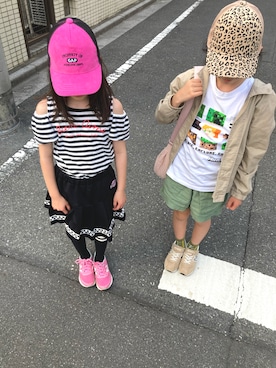 「GAP（ギャップ）のアイテム（キャップ）」を使った、shio0829さん（キッズ・128cm）の春コーディネート