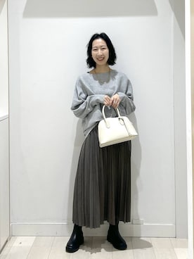 「GLOBAL WORK（グローバルワーク）のふわふわHugmeドルマンプルオーバー/595406（ニット/セーター）」を使った、rellraさん（レディース・159cm）の冬コーディネート