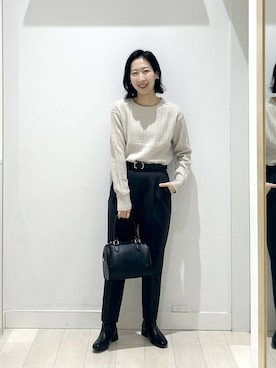 「GLOBAL WORK（グローバルワーク）のあったかウツクシルエットテーパードパンツ/575203（その他パンツ）」を使った、rellraさん（レディース・159cm）の冬コーディネート