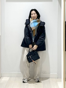 「GLOBAL WORK（グローバルワーク）のエアリュクスダウンフードブルゾン/495695（ダウンジャケット/コート）」を使った、rellraさん（レディース・159cm）の冬コーディネート