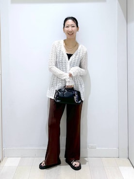 「GLOBAL WORK（グローバルワーク）のシャーリングレースペプラム/1046552（T Shirts、ホワイト系）」を使った、rellraさん（レディース・159cm）の夏コーディネート