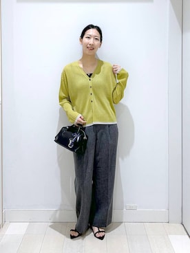 「GLOBAL WORK（グローバルワーク）のスッキリイージーパンツ/629832（その他パンツ、グレー系）」を使った、rellraさん（レディース・159cm）の夏コーディネート