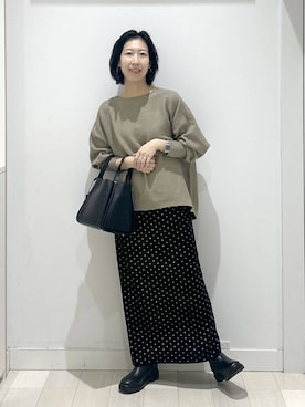 「GLOBAL WORK（グローバルワーク）のふわふわHugmeドルマンプルオーバー/595406（ニット/セーター）」を使った、rellraさん（レディース・159cm）の秋コーディネート