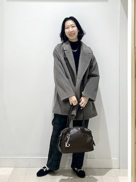 「体型カバー」｜「アイテム（チェスターコート）」を使った、rellraさん（レディース・159cm）の冬コーディネート