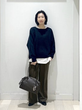 「GLOBAL WORK（グローバルワーク）のふわふわHugmeドルマンプルオーバー/595406（ニット/セーター）」を使った、rellraさん（レディース・159cm）の秋コーディネート