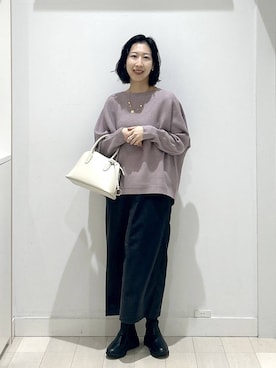 「GLOBAL WORK（グローバルワーク）のふわふわHugmeドルマンプルオーバー/595406（ニット/セーター）」を使った、rellraさん（レディース・159cm）の秋コーディネート
