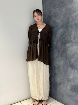 「シャーリング」｜なごみそさん（レディース・160cm）の夏コーディネート