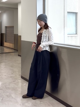 「KBF（ケイビーエフ）のアイテム（カーディガン/ボレロ）」を使った、なごみそさん（レディース・160cm）の秋コーディネート