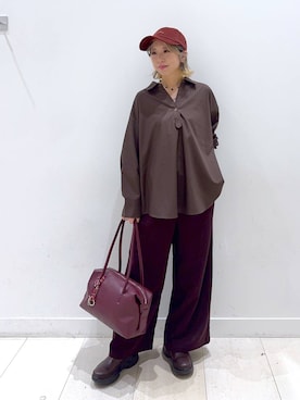 「アイテム（ボストンバッグ）」を使った、Miyaさん（レディース・152cm・30代）の秋コーディネート